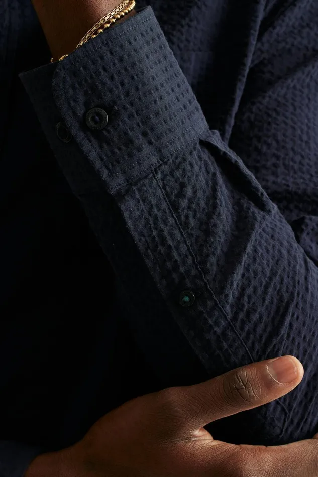 Men Business Casual Shirts Bonobos Everyday Shirt Navy Seersucker