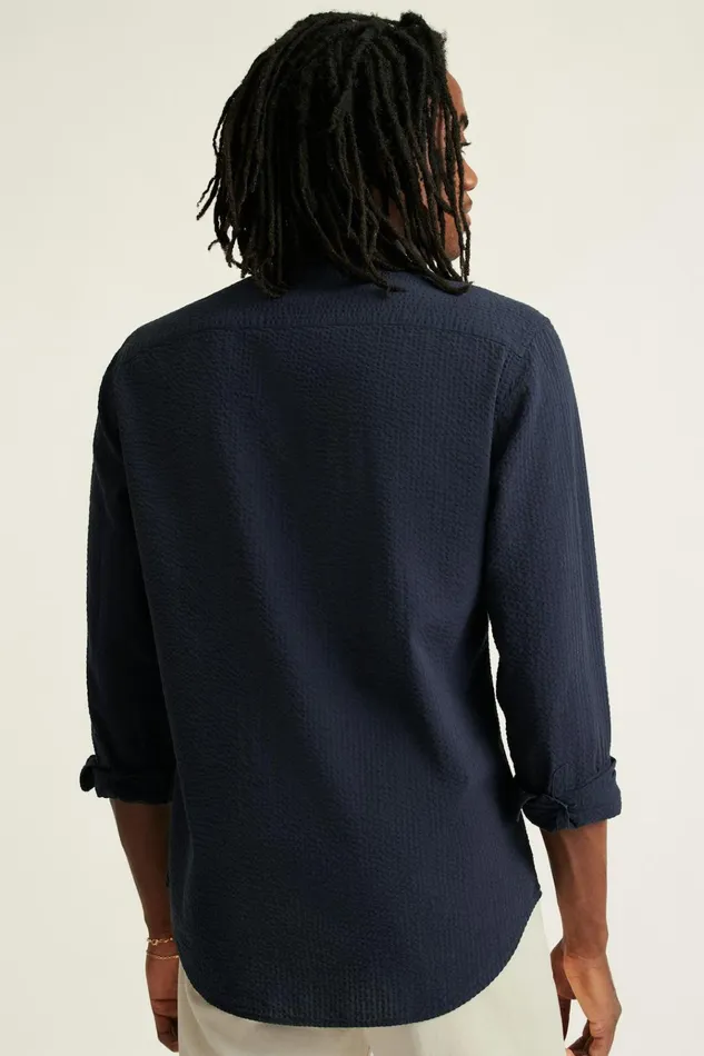 Men Business Casual Shirts Bonobos Everyday Shirt Navy Seersucker