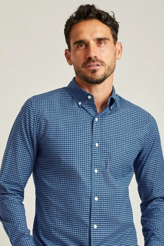 Men Business Casual Shirts Bonobos Everyday Shirt Navy Sky Gingham