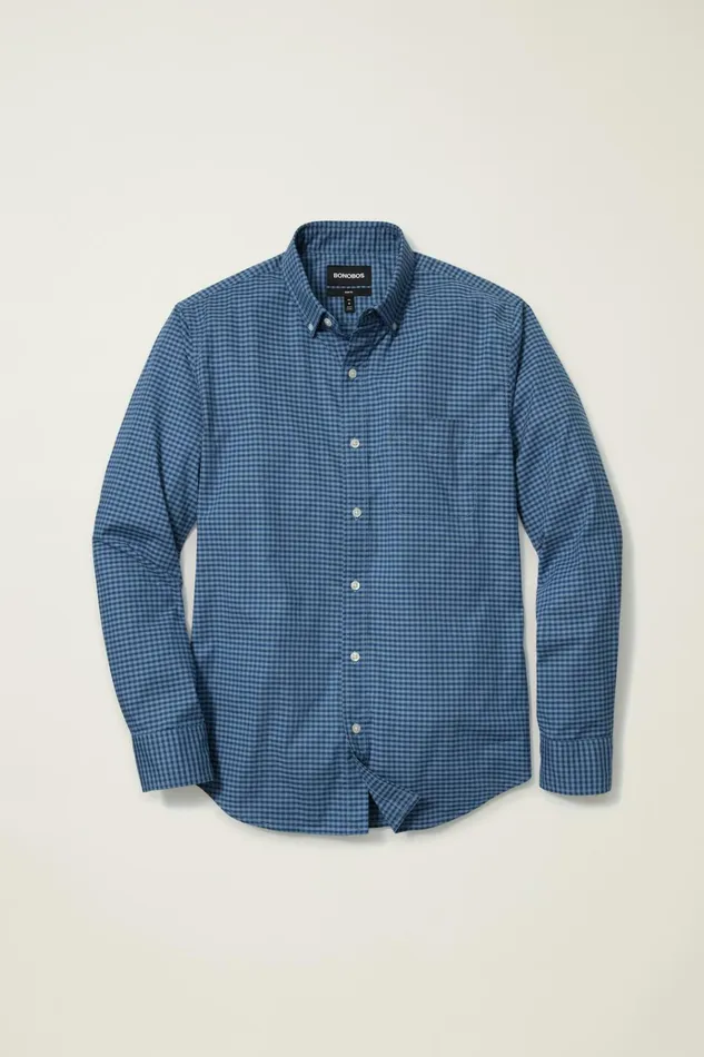 Men Business Casual Shirts Bonobos Everyday Shirt Navy Sky Gingham