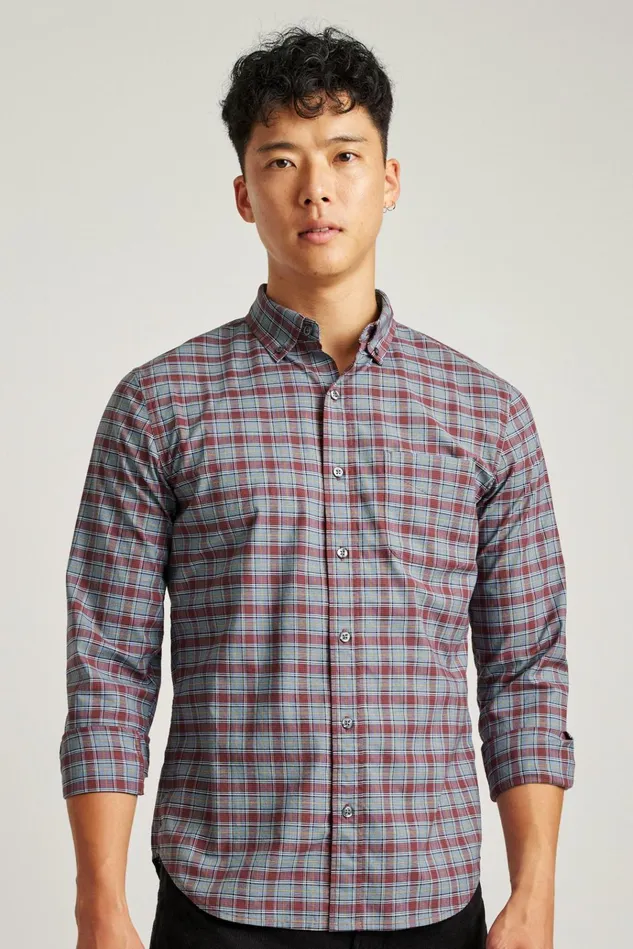 Men Business Casual Shirts Bonobos Everyday Shirt Pomegranate Plaid