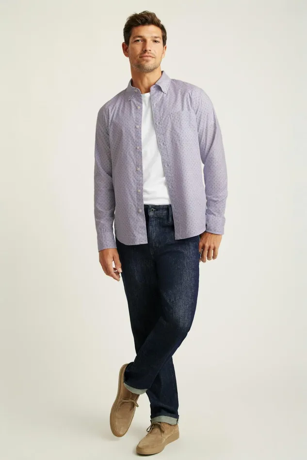 Men Business Casual Shirts Bonobos Everyday Shirt Purple Navy Dot