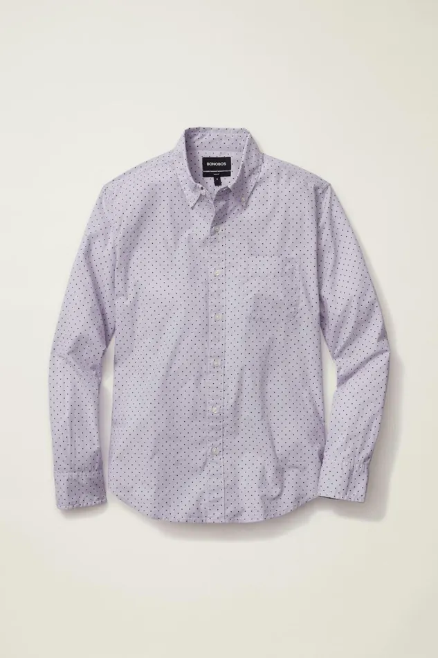 Men Business Casual Shirts Bonobos Everyday Shirt Purple Navy Dot