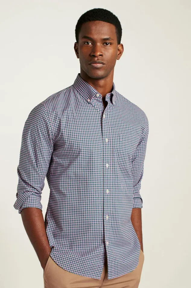 Men Business Casual Shirts Bonobos Everyday Shirt Rose Teal Gingham