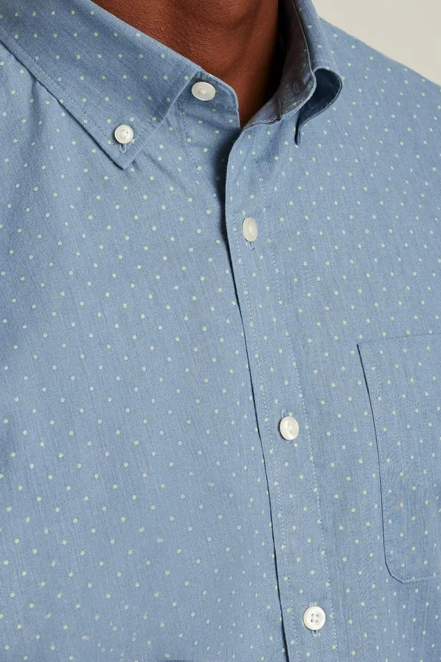 Men Business Casual Shirts Bonobos Everyday Shirt Smoke Green Pond Dot