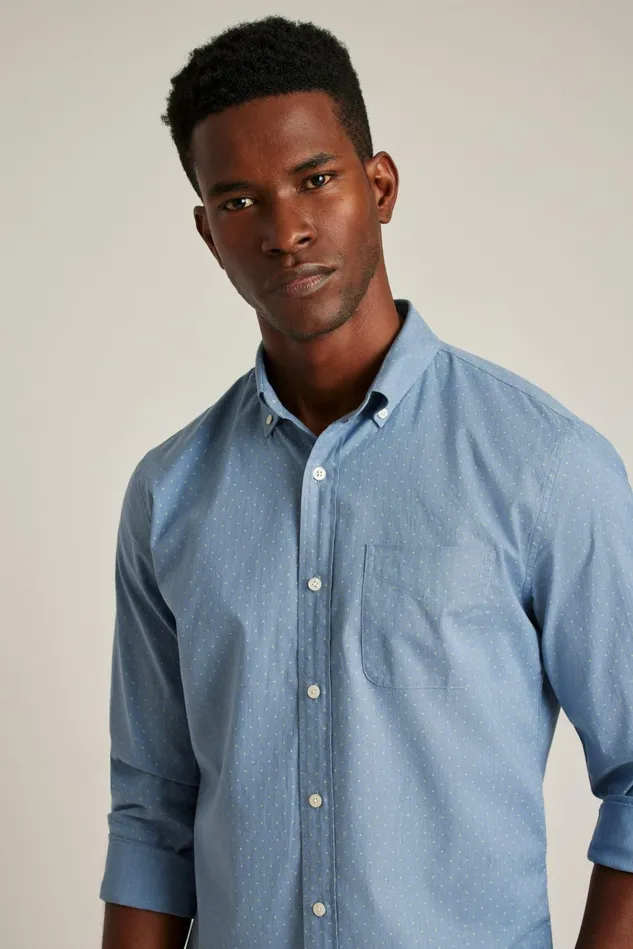 Men Business Casual Shirts Bonobos Everyday Shirt Smoke Green Pond Dot