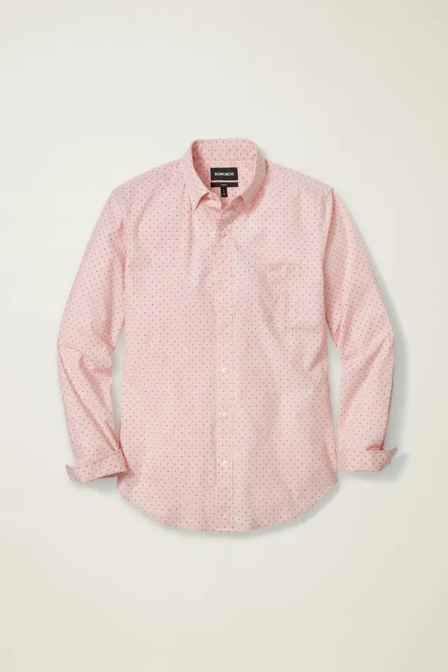 Men Business Casual Shirts Bonobos Everyday Shirt Spiced Coral Pond Dot
