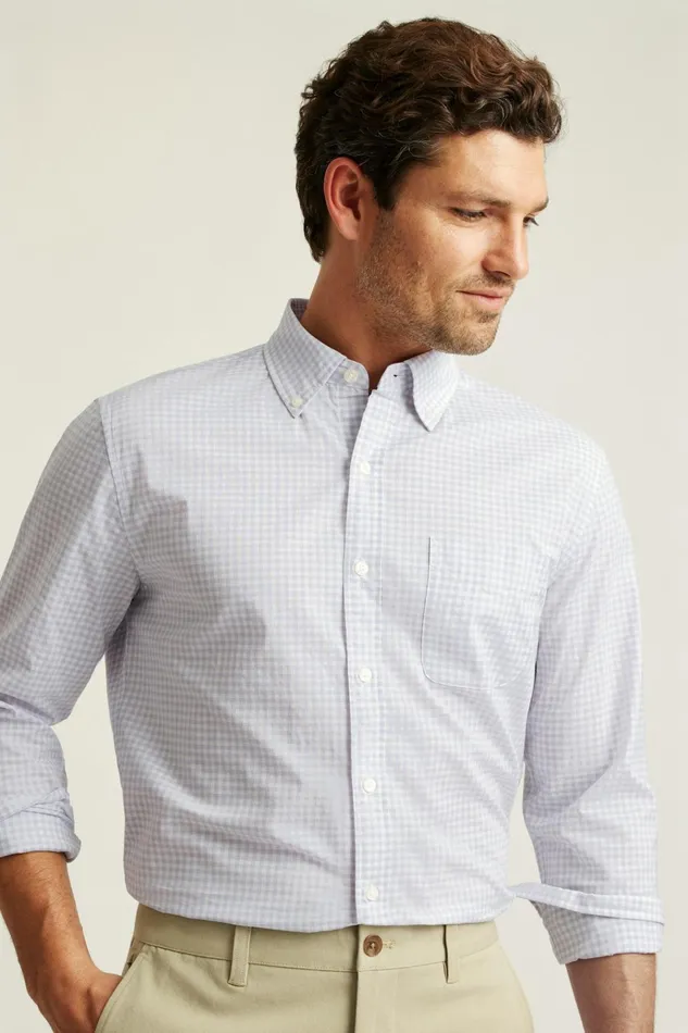 Men Business Casual Shirts Bonobos Everyday Shirt Violet Mini Gingham