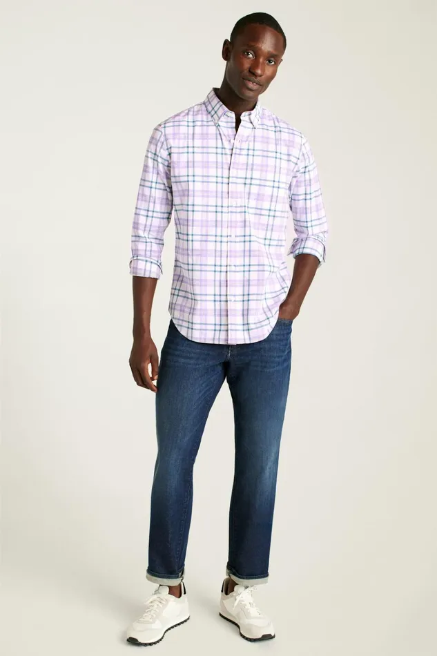 Men Business Casual Shirts Bonobos Everyday Shirt White Lilac Hutchinson Plaid