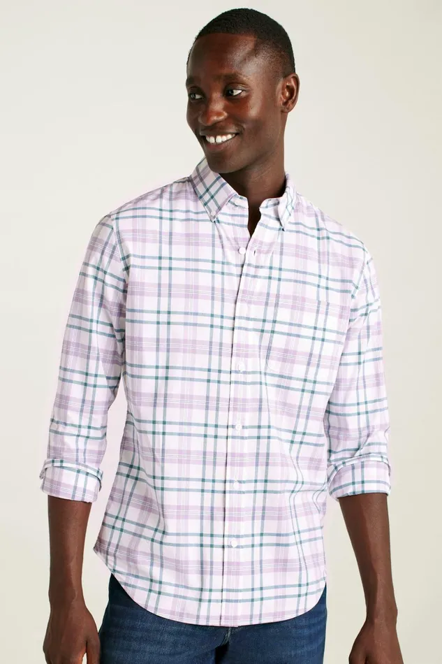 Men Business Casual Shirts Bonobos Everyday Shirt White Lilac Hutchinson Plaid