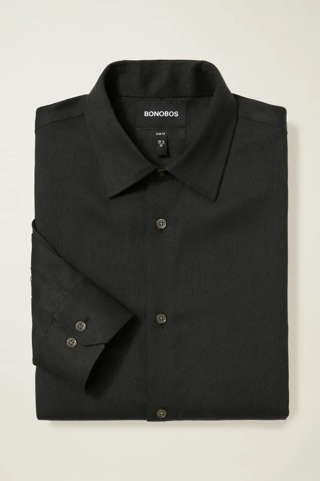 Men Business Casual Shirts Bonobos Jetsetter Premium Linen Dress Shirt Black