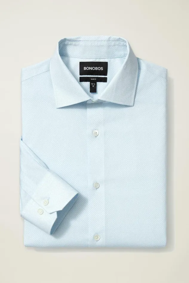 Men Business Casual Shirts Bonobos Jetsetter Stretch Dress Shirt Airy Blue Geo