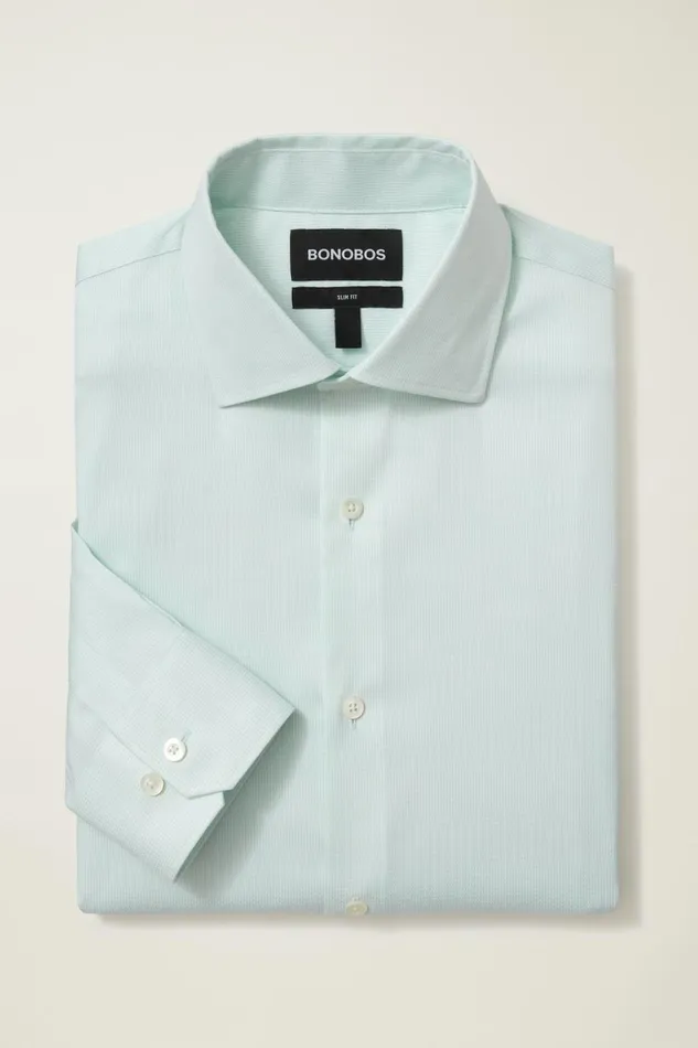 Men Business Casual Shirts Bonobos Jetsetter Stretch Dress Shirt Aqua Micro Houndstooth