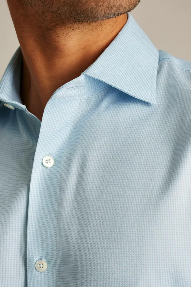 Men Business Casual Shirts Bonobos Jetsetter Stretch Dress Shirt Azure Blue Micro Houndstooth