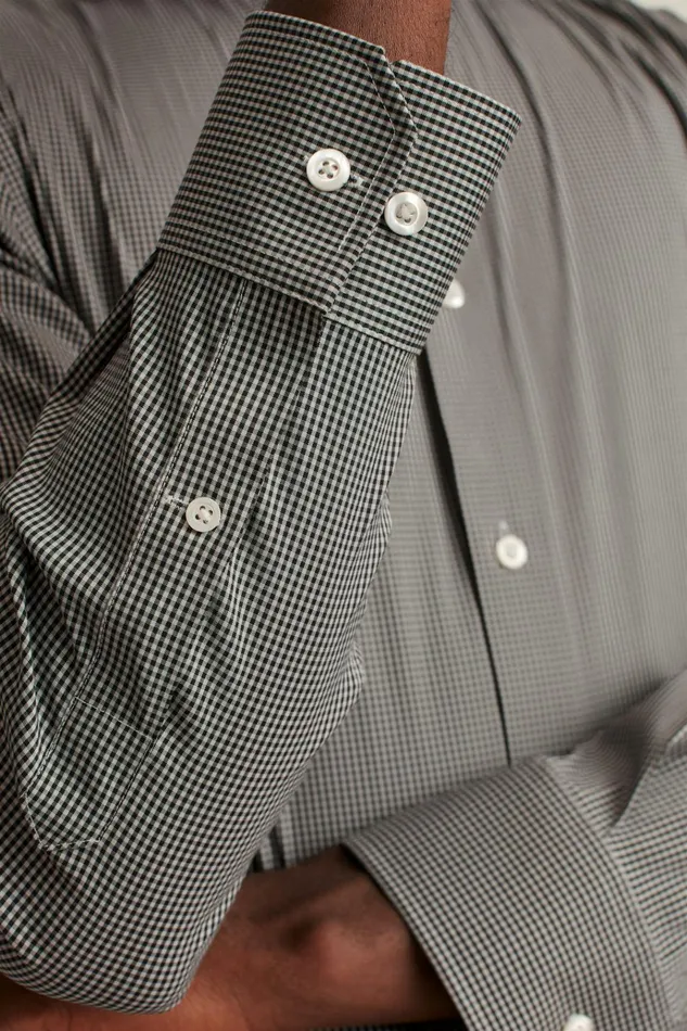 Men Business Casual Shirts Bonobos Jetsetter Stretch Dress Shirt Black Smoke Mini Check