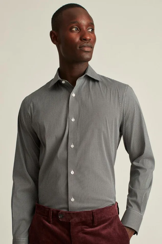 Men Business Casual Shirts Bonobos Jetsetter Stretch Dress Shirt Black Smoke Mini Check