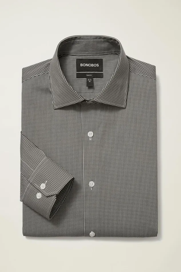 Men Business Casual Shirts Bonobos Jetsetter Stretch Dress Shirt Black Smoke Mini Check