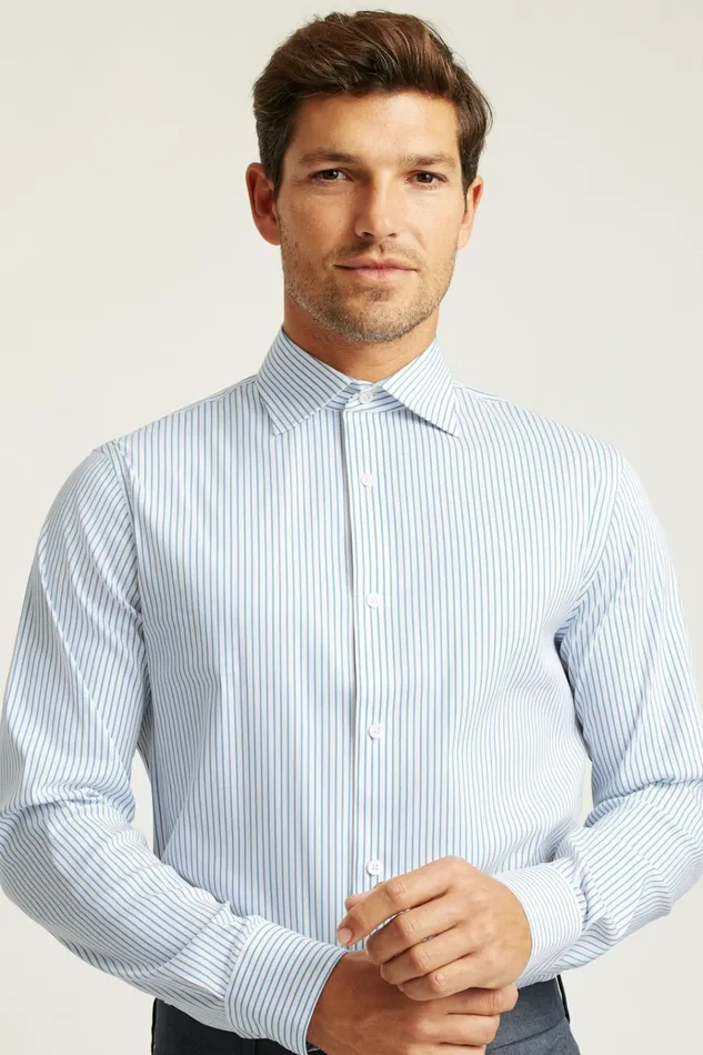 Men Business Casual Shirts Bonobos Jetsetter Stretch Dress Shirt Blue Classic Stripe