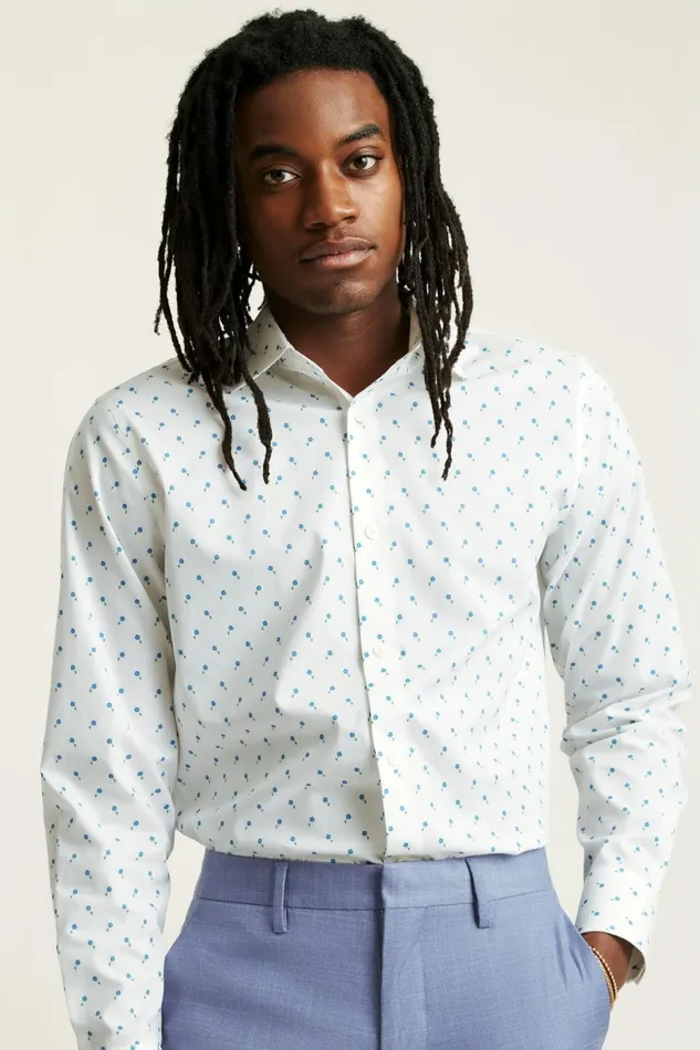 Men Business Casual Shirts Bonobos Jetsetter Stretch Dress Shirt Blue Modest Floral