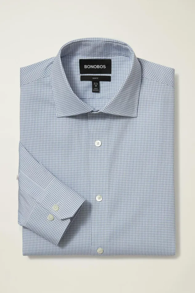 Men Business Casual Shirts Bonobos Jetsetter Stretch Dress Shirt Blue Wymer Plaid