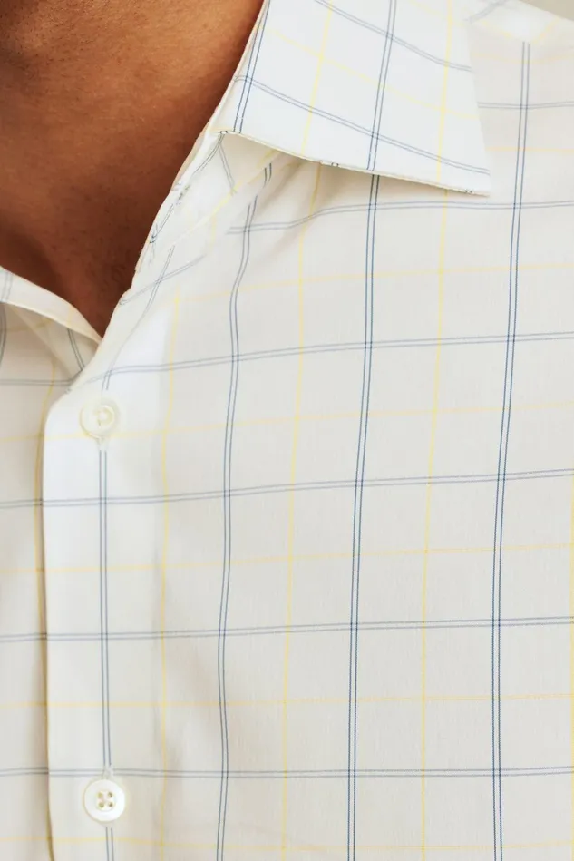 Men Business Casual Shirts Bonobos Jetsetter Stretch Dress Shirt Blue Yellow Windowpane