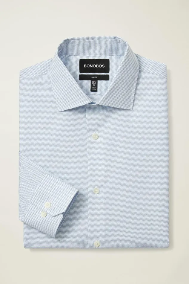 Men Business Casual Shirts Bonobos Jetsetter Stretch Dress Shirt Blue Zig Zag