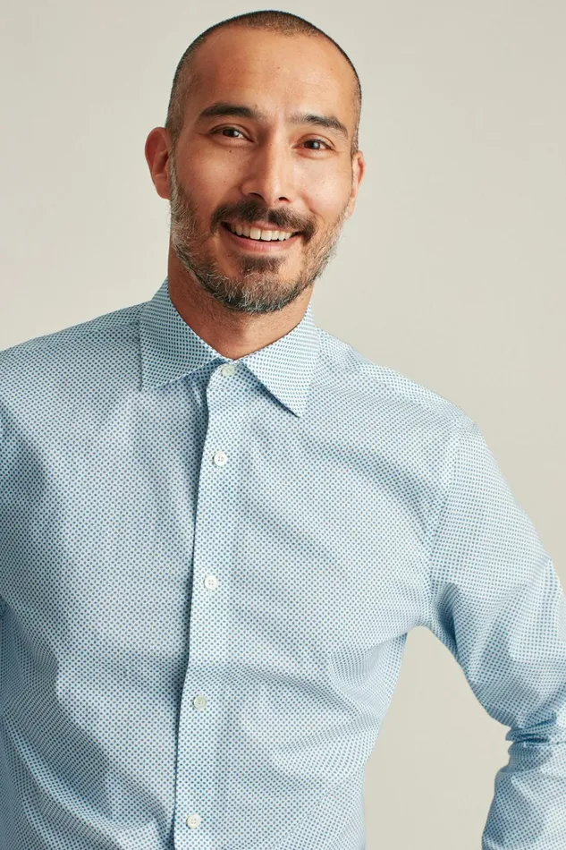 Men Business Casual Shirts Bonobos Jetsetter Stretch Dress Shirt Classic Blue Devlin Dot