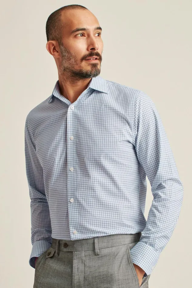 Men Business Casual Shirts Bonobos Jetsetter Stretch Dress Shirt Crater Lake Plaid