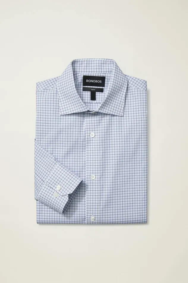 Men Business Casual Shirts Bonobos Jetsetter Stretch Dress Shirt Crater Lake Plaid