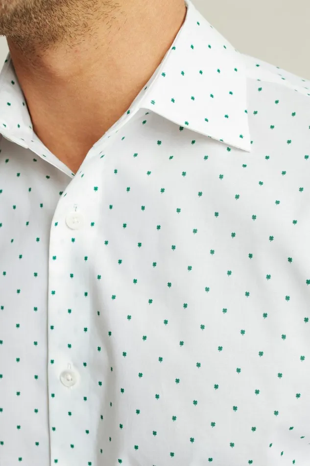 Men Business Casual Shirts Bonobos Jetsetter Stretch Dress Shirt Green Micro Clovers