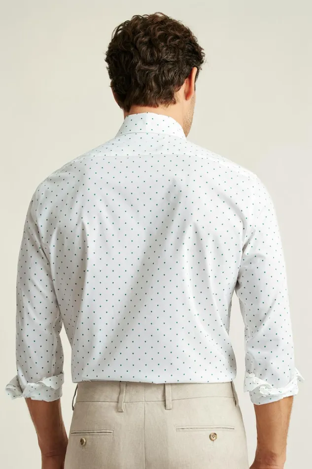 Men Business Casual Shirts Bonobos Jetsetter Stretch Dress Shirt Green Micro Clovers