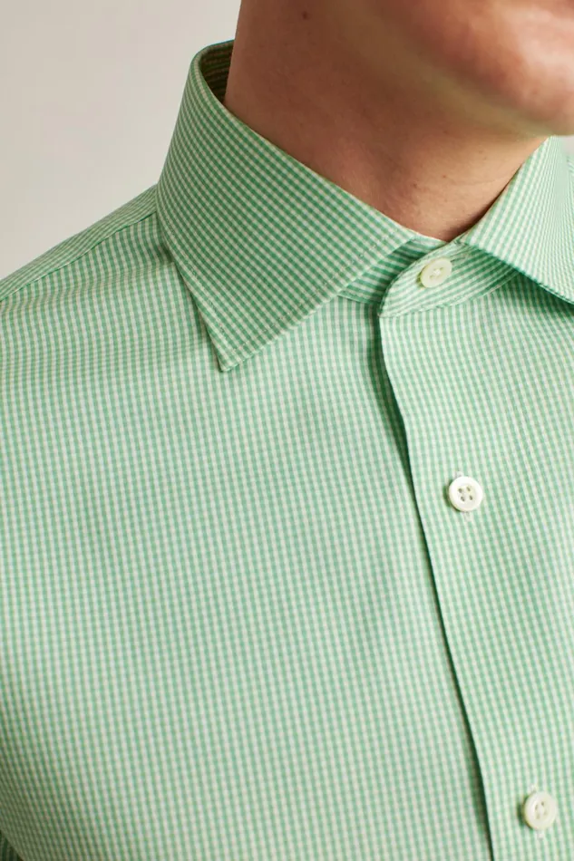 Men Business Casual Shirts Bonobos Jetsetter Stretch Dress Shirt Green Mini Gingham