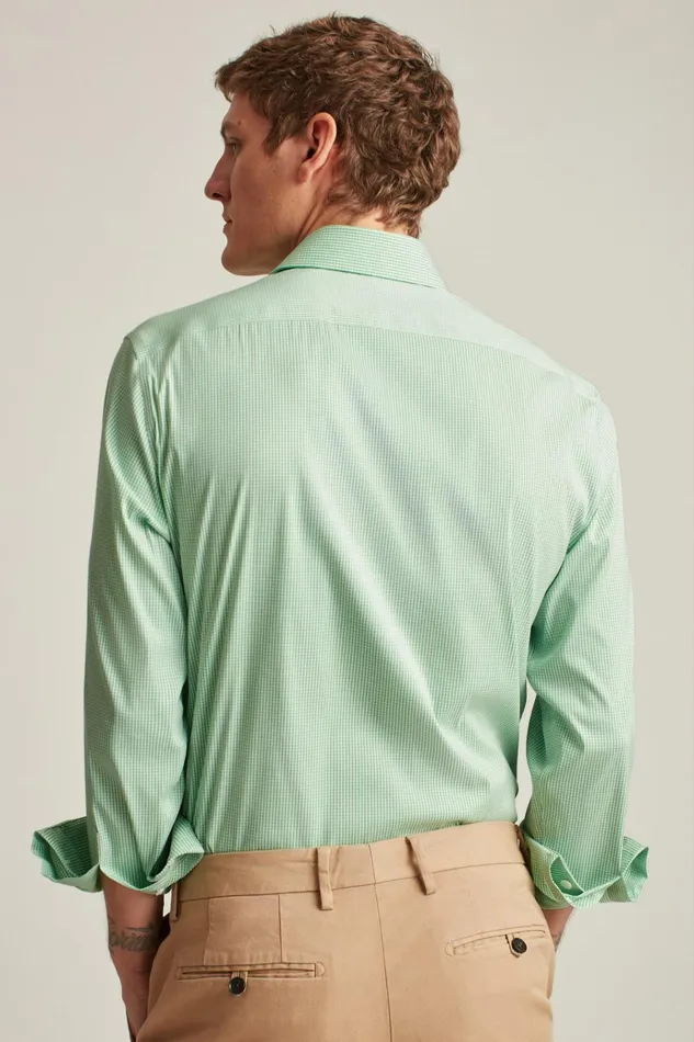 Men Business Casual Shirts Bonobos Jetsetter Stretch Dress Shirt Green Mini Gingham