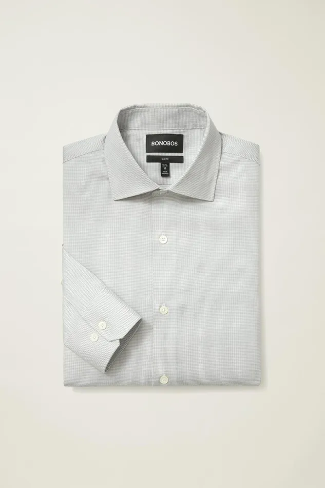 Men Business Casual Shirts Bonobos Jetsetter Stretch Dress Shirt Grey Micro Houndstooth