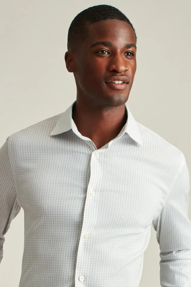 Men Business Casual Shirts Bonobos Jetsetter Stretch Dress Shirt Grey Windowpane Check