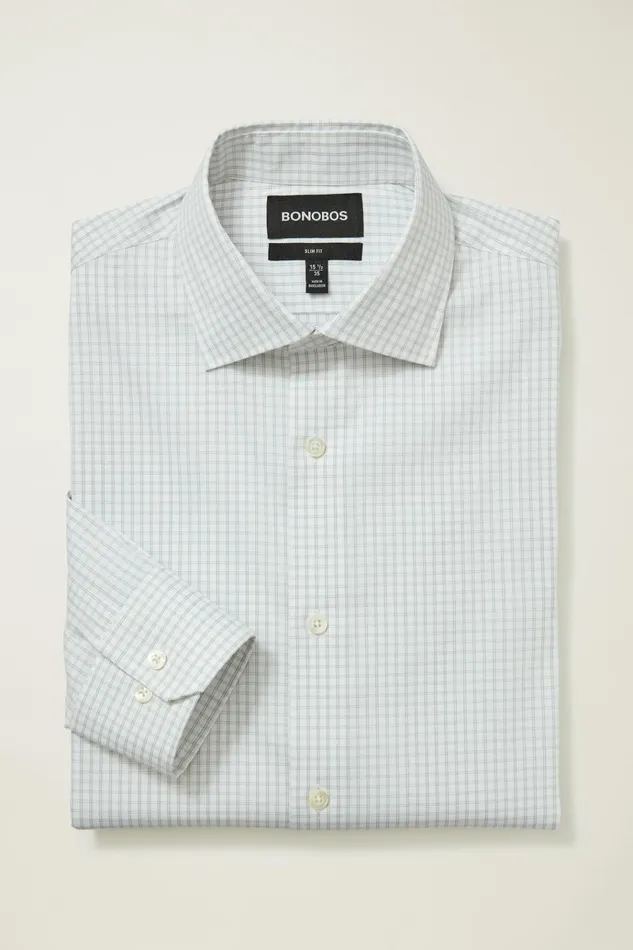 Men Business Casual Shirts Bonobos Jetsetter Stretch Dress Shirt Grey Windowpane Check