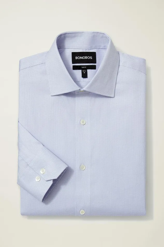 Men Business Casual Shirts Bonobos Jetsetter Stretch Dress Shirt Lavender Micro Houndstooth