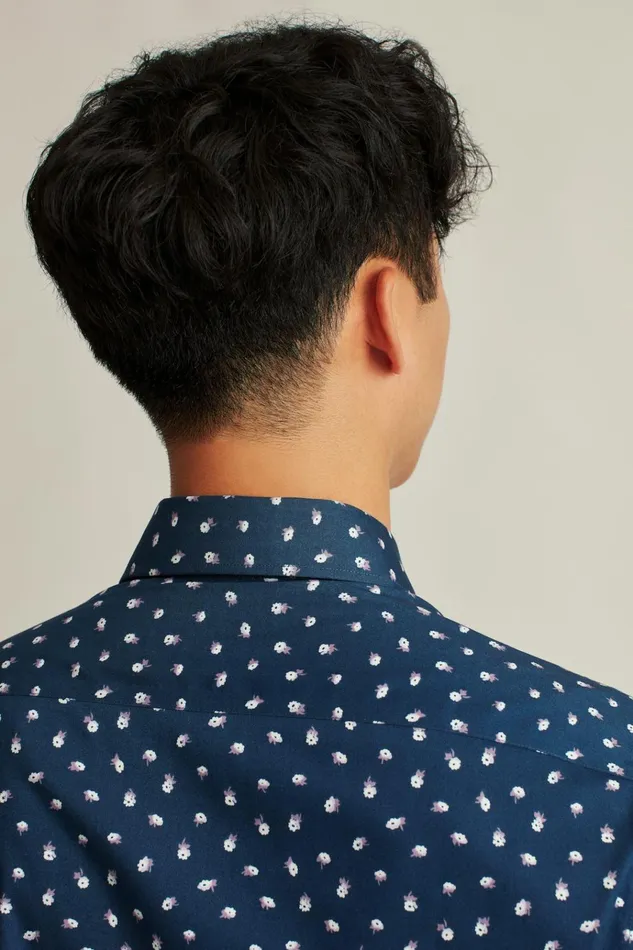 Men Business Casual Shirts Bonobos Jetsetter Stretch Dress Shirt Navy Peony Toss