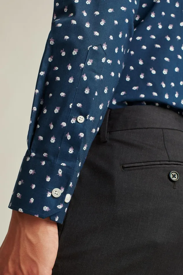 Men Business Casual Shirts Bonobos Jetsetter Stretch Dress Shirt Navy Peony Toss