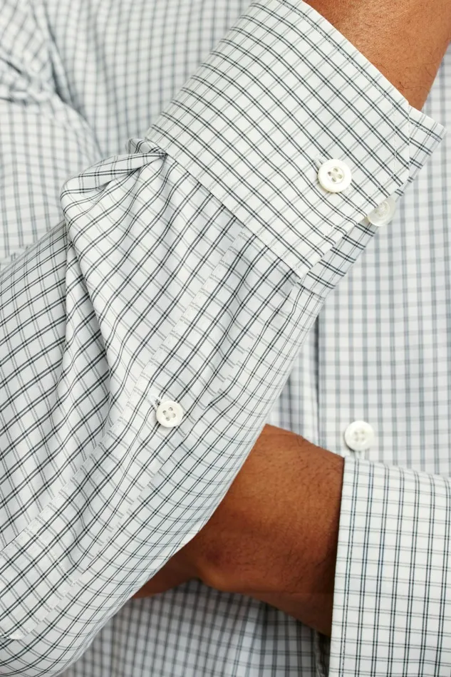 Men Business Casual Shirts Bonobos Jetsetter Stretch Dress Shirt Olive Micro Windowpane