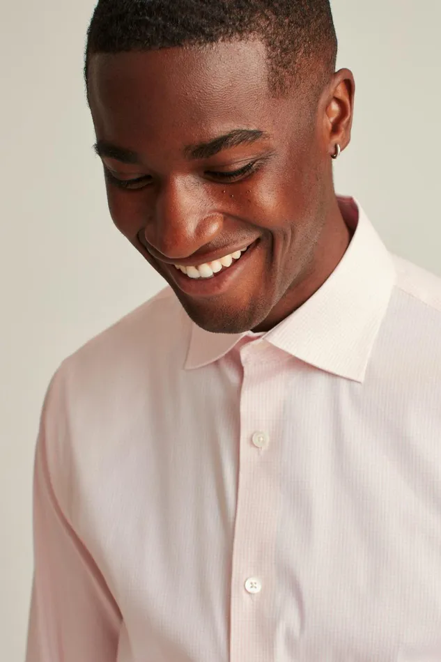 Men Business Casual Shirts Bonobos Jetsetter Stretch Dress Shirt Pink Mini Gingham