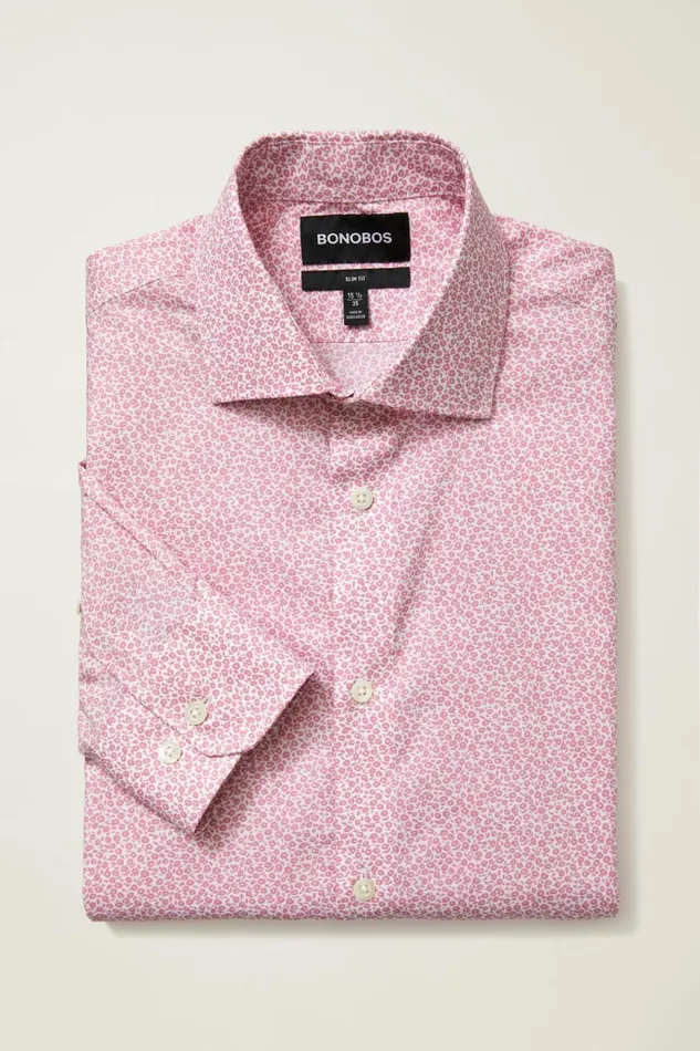 Men Business Casual Shirts Bonobos Jetsetter Stretch Dress Shirt Rose Stain Floral