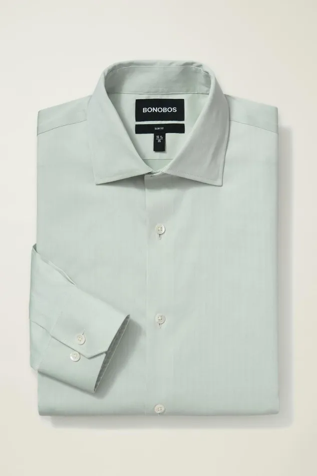 Men Business Casual Shirts Bonobos Jetsetter Stretch Dress Shirt Sage Green Herringbone