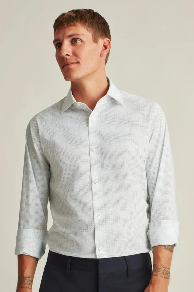 Men Business Casual Shirts Bonobos Jetsetter Stretch Dress Shirt Seabreeze Dot