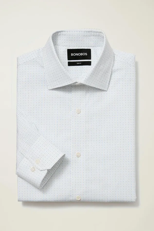 Men Business Casual Shirts Bonobos Jetsetter Stretch Dress Shirt Seabreeze Dot