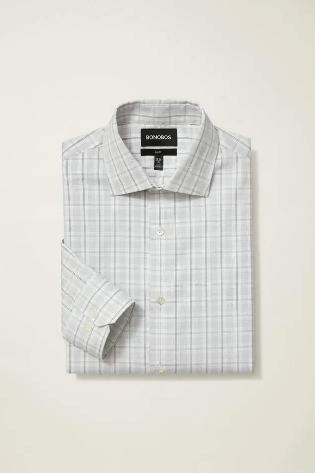 Men Business Casual Shirts Bonobos Jetsetter Stretch Dress Shirt Smoke Grey Plaid