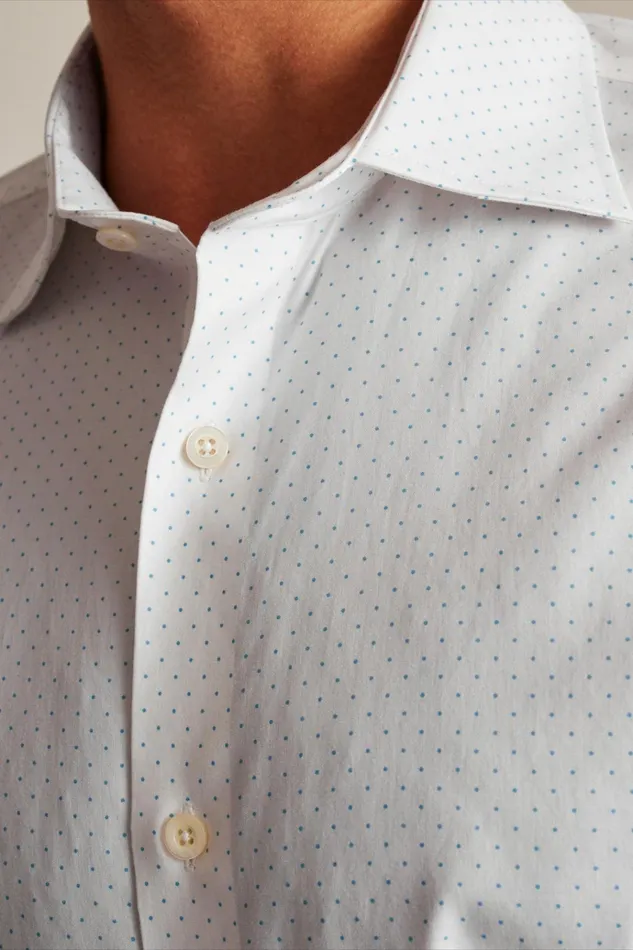 Men Business Casual Shirts Bonobos Jetsetter Stretch Dress Shirt White And Blue Micro Dot
