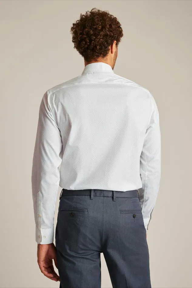 Men Business Casual Shirts Bonobos Jetsetter Stretch Dress Shirt White And Blue Micro Dot