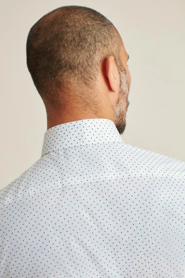 Men Business Casual Shirts Bonobos Jetsetter Stretch Dress Shirt White Navy Dot