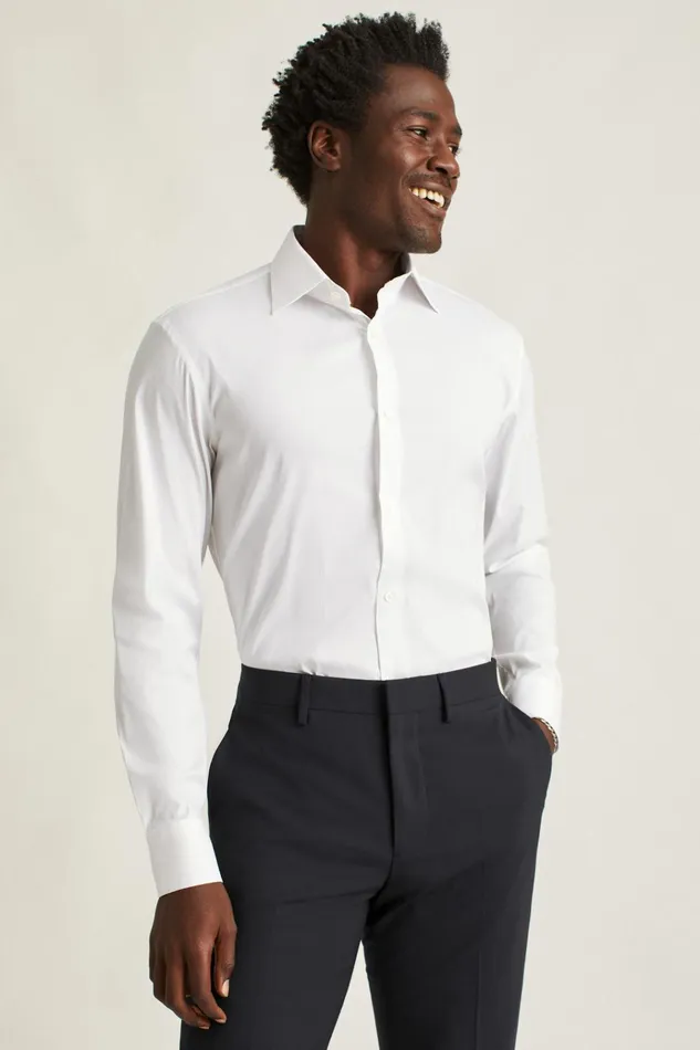Men Business Casual Shirts Bonobos Jetsetter Stretch Dress Shirt White Textured Dobby